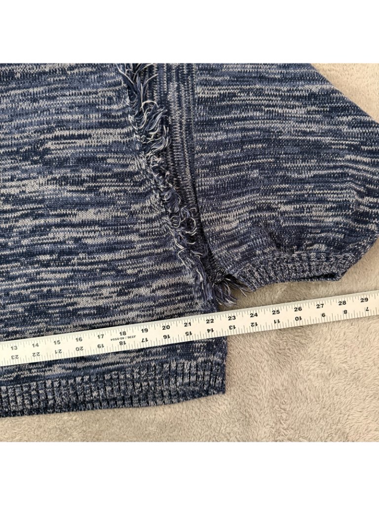 Curator Sf Fringe Sweater 100% Cotton Xl-2xl Blue Ethically Made Peru — image 6 of 7